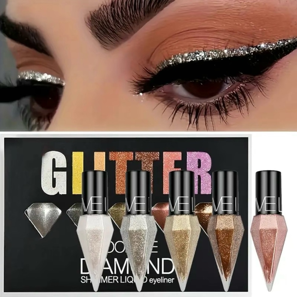 5Pieces Pearlescent Glitter Eyeliner Set Long Lasting